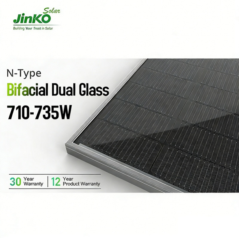 Painel Solar Jinko Tiger Neo 66hl5-Bdv Bifacial Tipo N 710W 715W 720W 725W 730W Painel Solar Monocristalino de Vidro Duplo para Telhados Residenciais e Fazendas