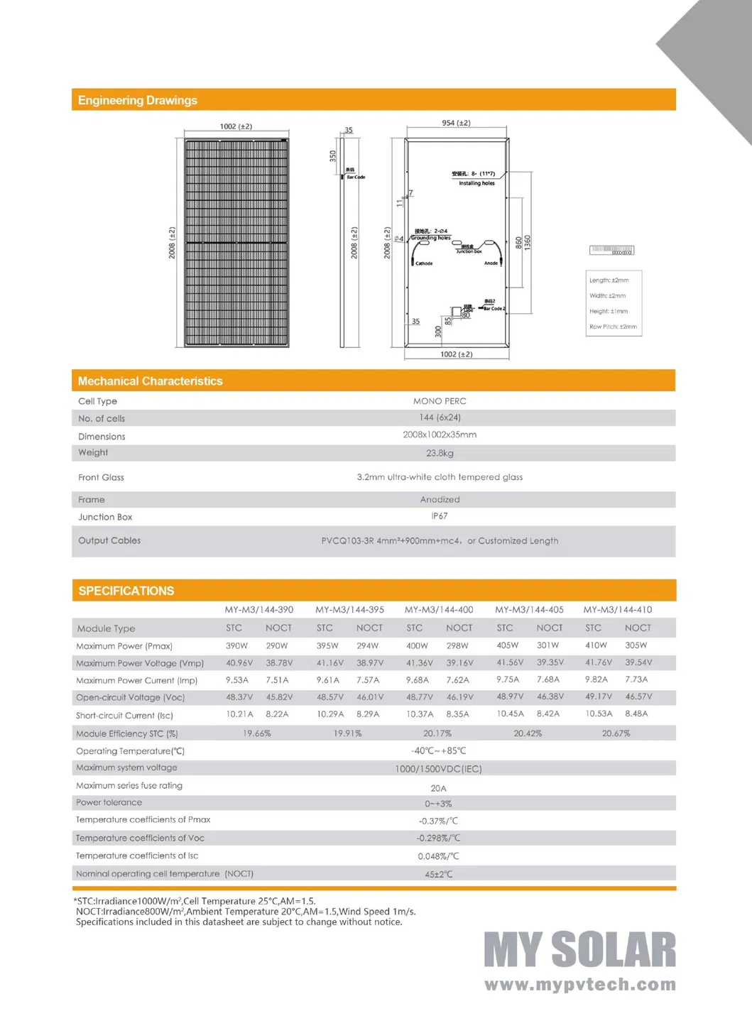 Módulo Solar Mono Industrial de Alta Qualidade 390W 400W 410w fotovoltaico