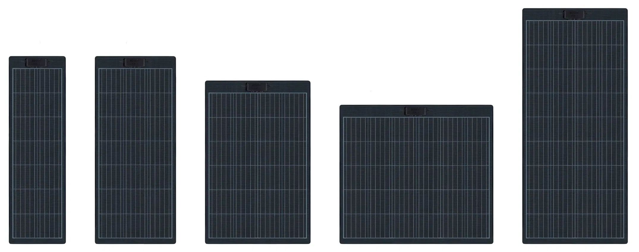 100W 18V painel solar flexível leve e preto off-grid para Rvs, iates, camping e varandas