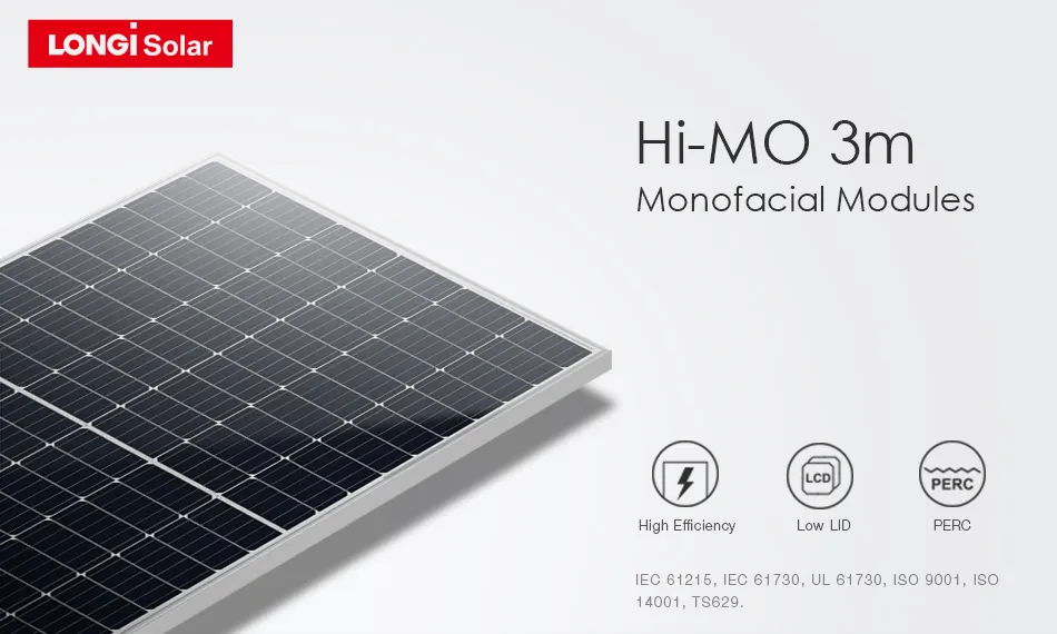 Painel Solar Monocristalino de Alta Tensão 144cells 455 550 660 W Watt Wp Longi Tier 1 Conjunto para Fazenda Residencial