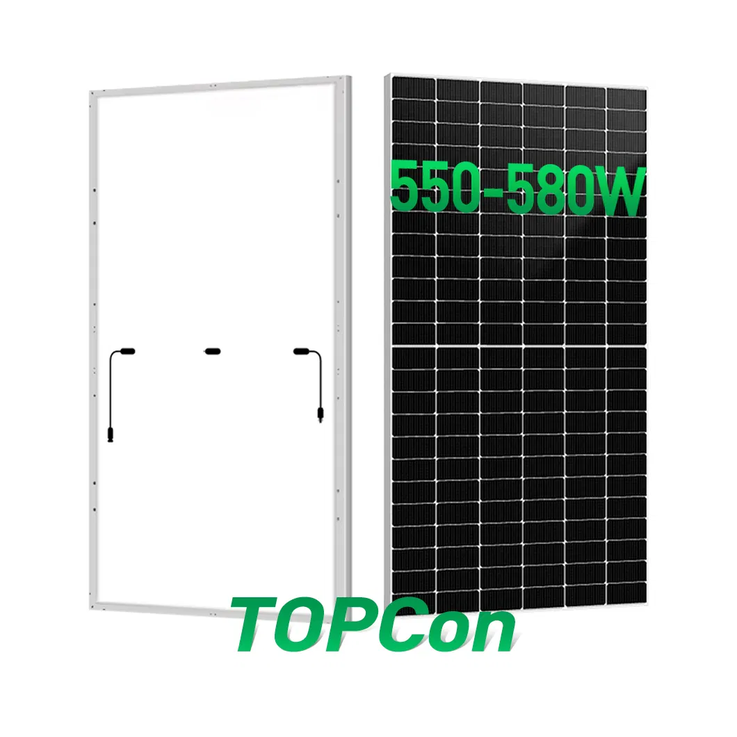 Módulo PV de Alta Eficiência Tipo N da Topcon 550W 560W 580W 590W 600W Painel Solar Mono para Sistema Residencial