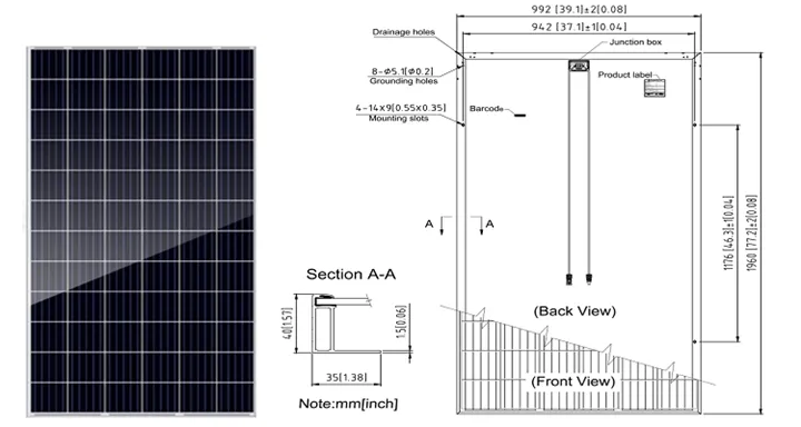 Dimensões e Estrutura do Painel Solar