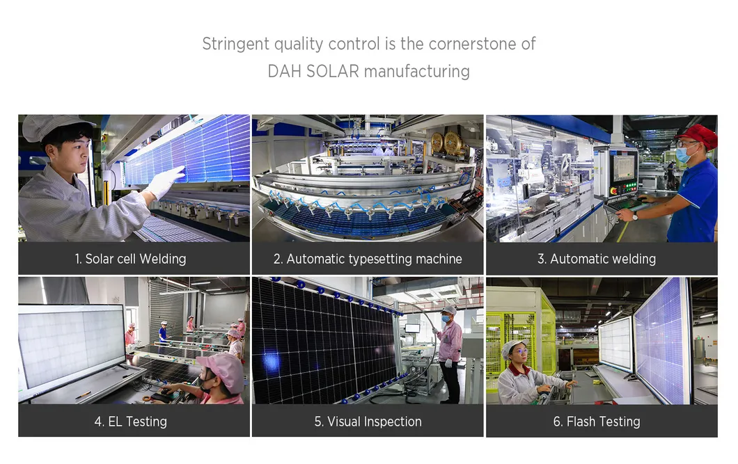 Painéis Solares N Tipo de Alta Eficiência Dah 750W para Sistema de Energia Solar Industrial