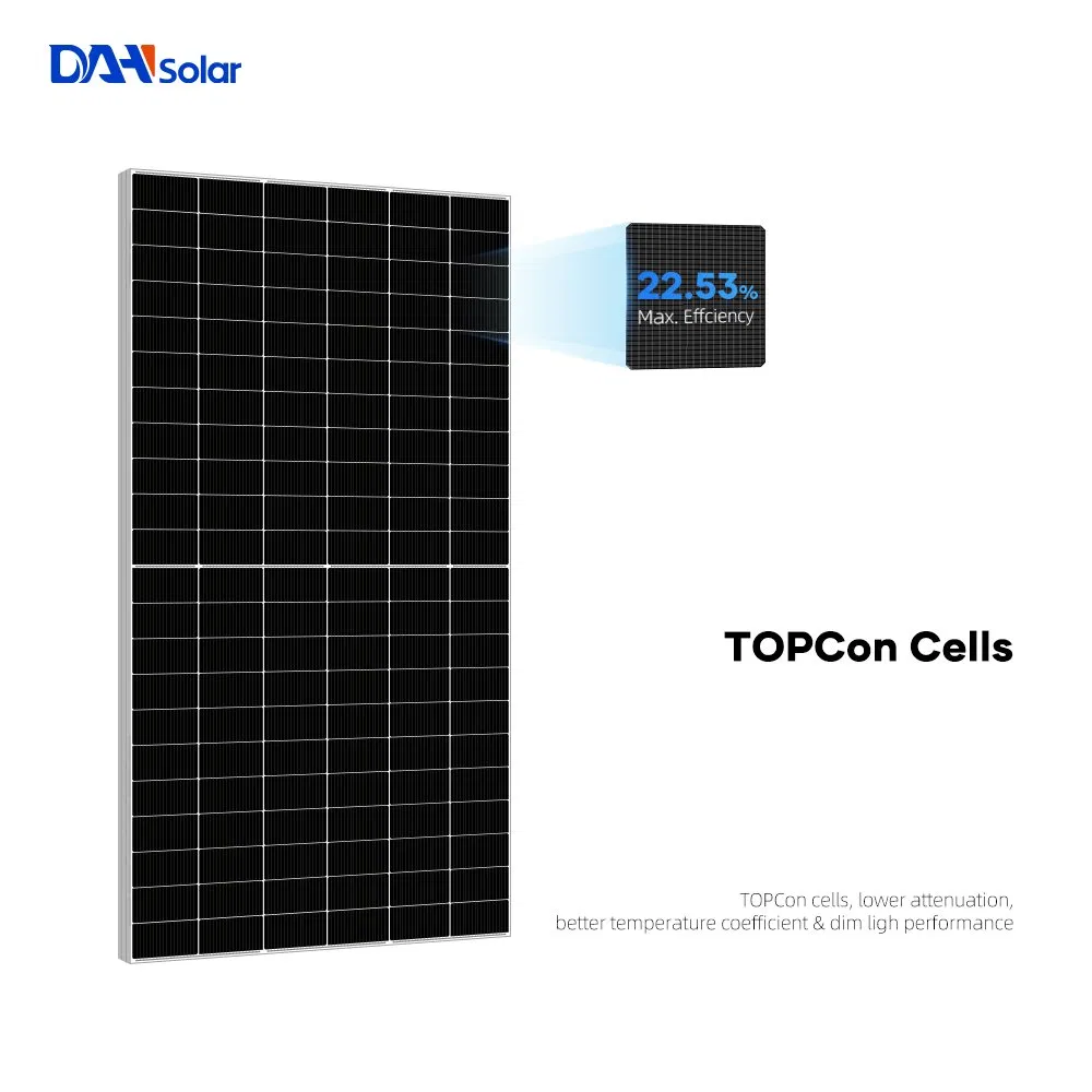 Painéis Solares N Tipo de Alta Eficiência Dah 750W para Sistema de Energia Solar Industrial
