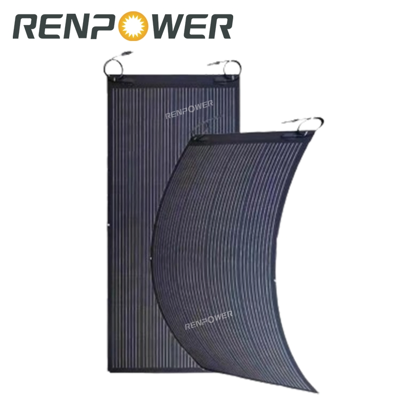 Alta Eficiência 100W 12V Leve Ultra Flexível Painel Solar Monocristalino Dobrável para Carregador Off-Grid para RV Marinho Barco Van Carro Superfícies Curvas