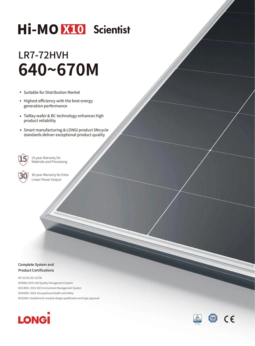 Painel Solar Módulo de Célula Solar Monocristalina