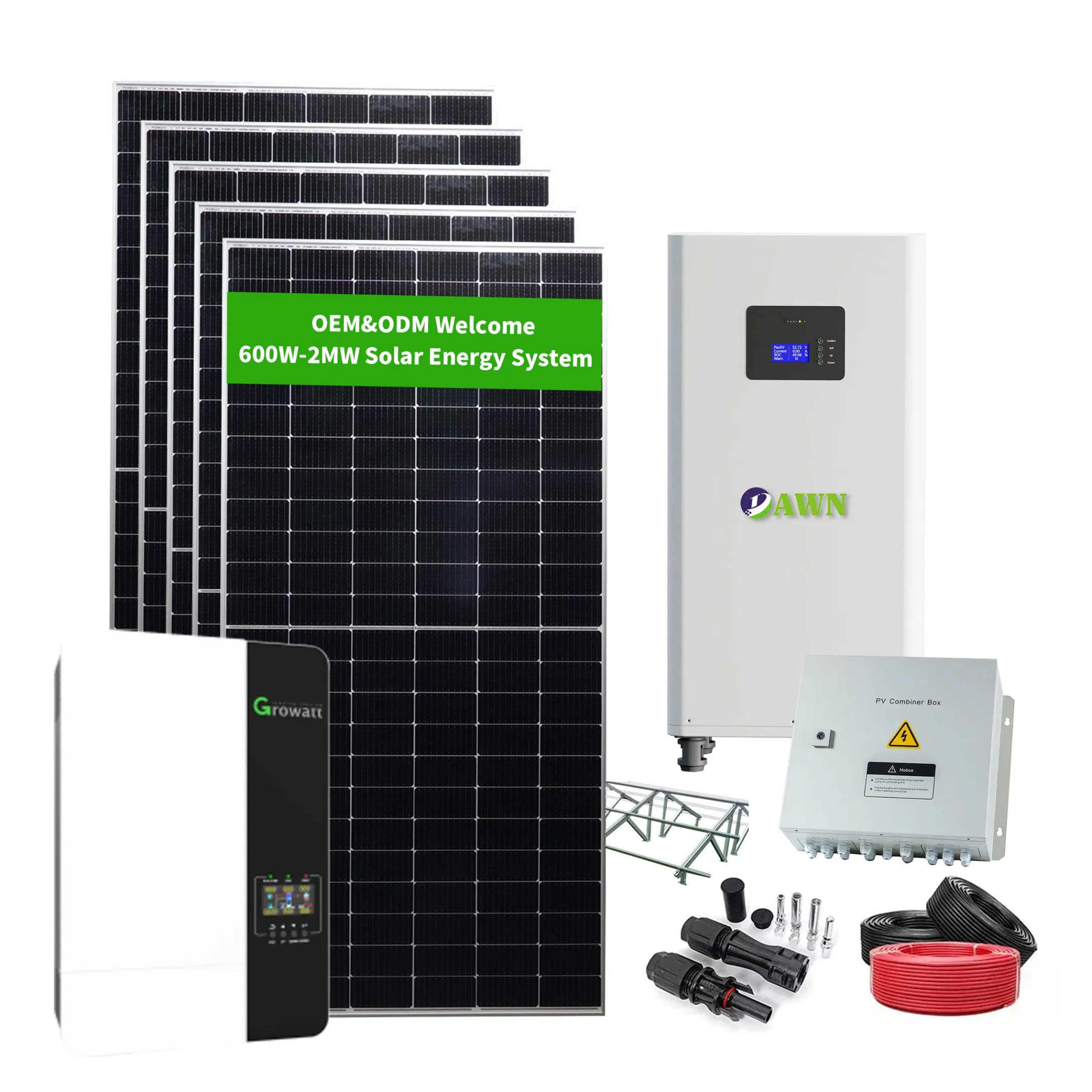 3kw 5kw 6kw 8kw 10kw 12kw 15kw 20kw 30kw 50kw 100kw 150kw 200kw 500kw 1MW 2MW Bateria de Lítio Painel FV Energia Armazenamento Kit Solar Fotovoltaico
