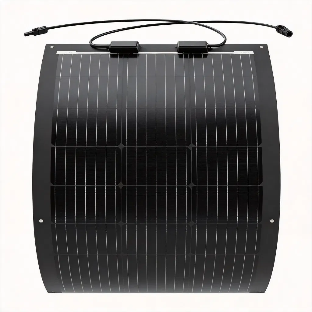 Painel Solar Flexível Leve Preto Total 100W 18V para Rvs, Iates, Camping e Varandas