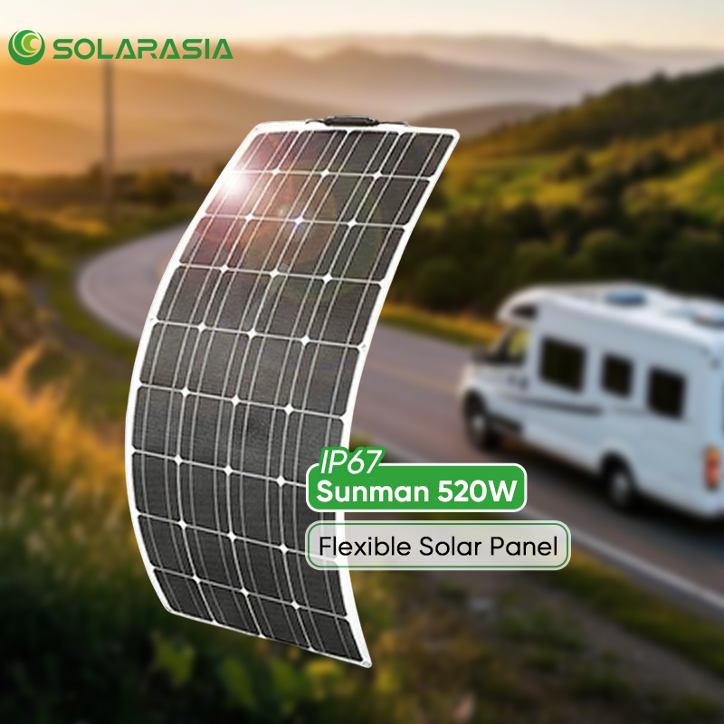 Painel Solar Flexível Energia Solar 520W Preço do Módulo Monocristalino do Painel Solar Flexível para Sistema de Energia Solar Residencial Módulo PV Leve