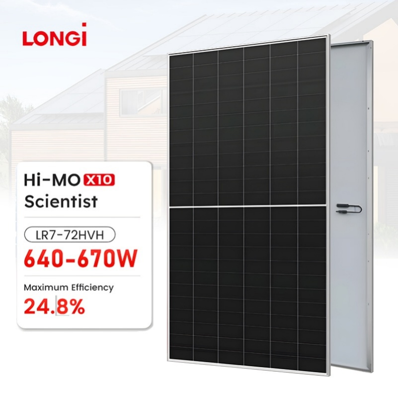 Preço do Painel Solar Longi Hi-Mo X10 Série Cientista 640W 645W 650W 655W 660W 665W 670W Painel Solar Transparente para Fazenda Solar Módulo PV