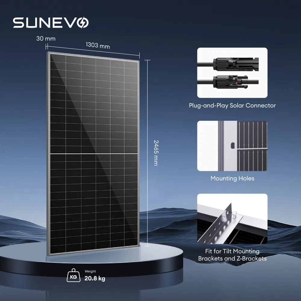 Painéis Solares Bifaciais Sunevo Alta Potência 805W 770W 750W Tipo N Bc para Telhado Solar Residencial e Fazenda Solar em Escala de Utilidade