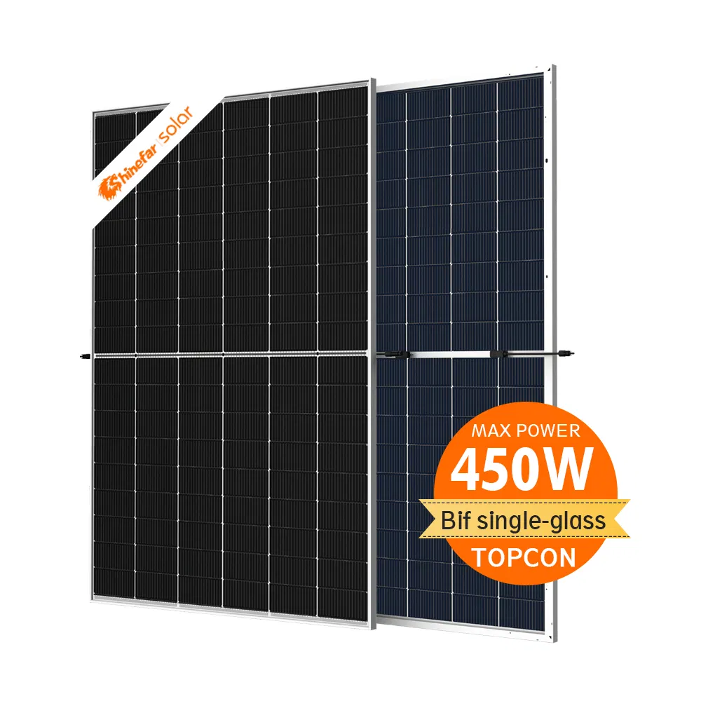 Módulo Fotovoltaico Premium 450W Módulo de Célula Semicelular Painéis Solares Bifaciais Painel Solar para Telhado Residencial com Alta Estabilidade de Saída