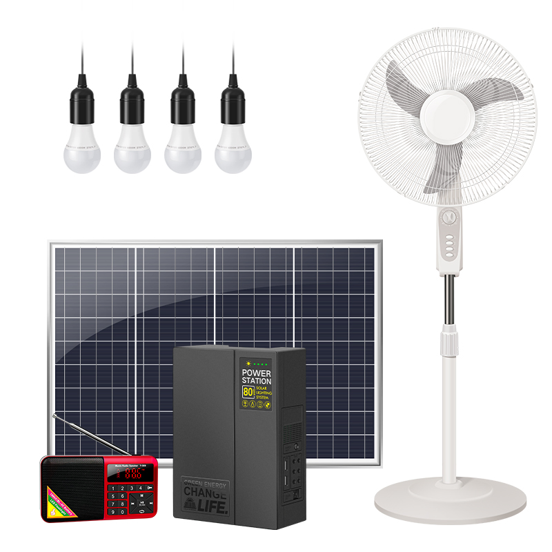 Certificado Global de Iluminação Verasol Portátil 30W 50W 80W 100W 120W 150W 180W Kit de Painel Solar Sistema Solar Residencial com Ventilador DC, TV de 32 Polegadas e Rádio FM para Uso Doméstico