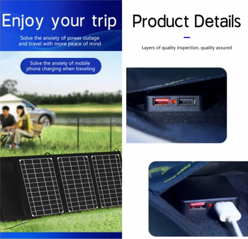 Carregador Solar Dobrável Detalhe 3