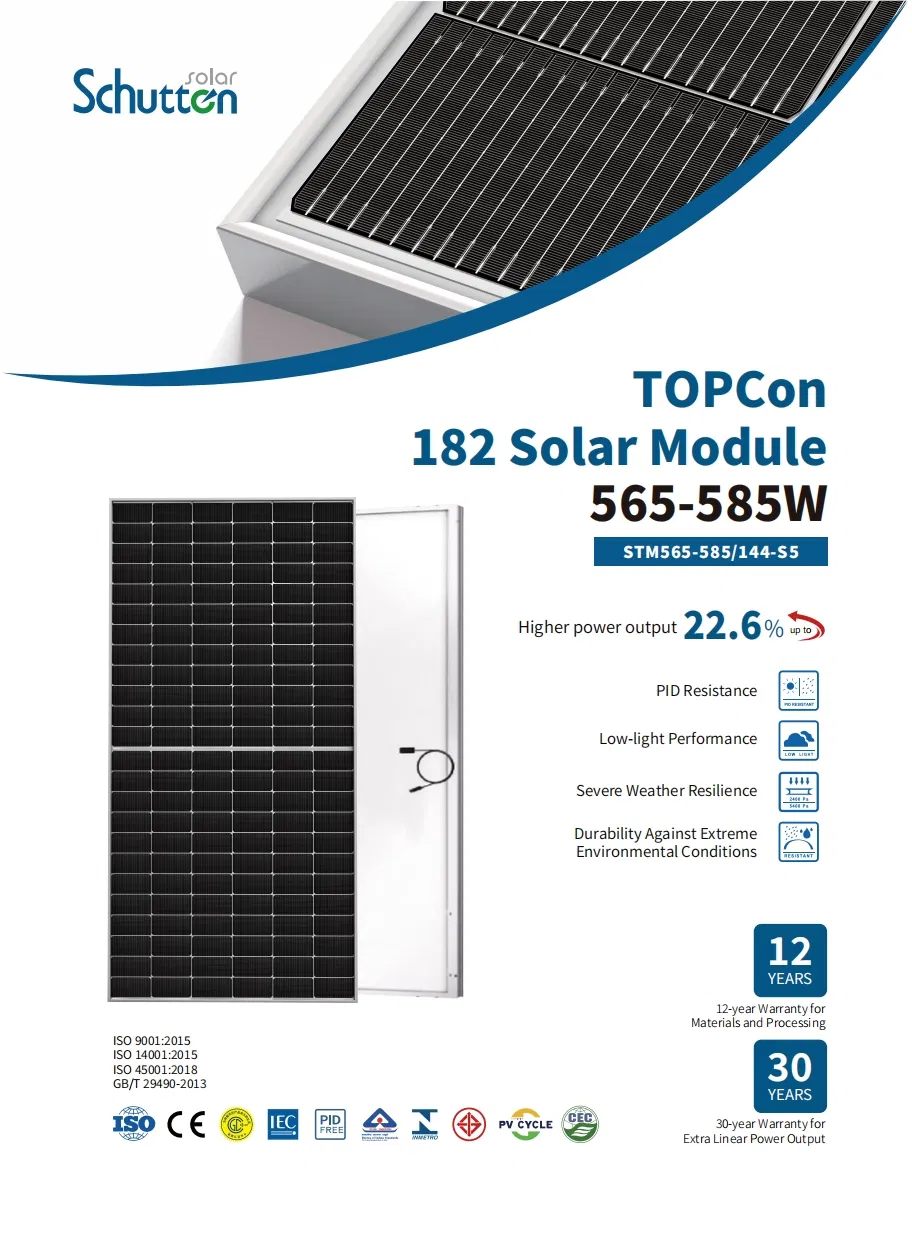 Painéis Solares Comerciais de Alta Eficiência 580W para Grandes Instalações