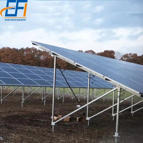 Kits de Montagem de Painéis Solares com Inclinação para Montagem no Solo para Sistema de Painéis Solares