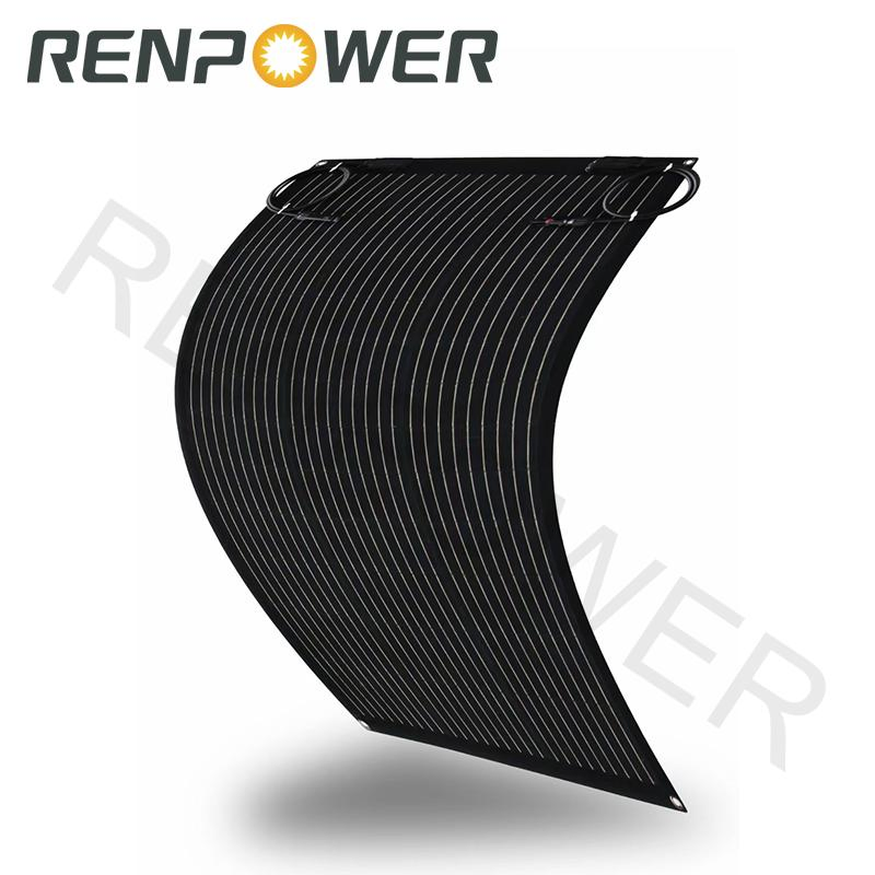 Painel Solar Monocristalino Personalizado 200W Flexível Módulo PV Leve Dobrável Impermeável para RV Iate Varanda Exterior Superfície Irregular