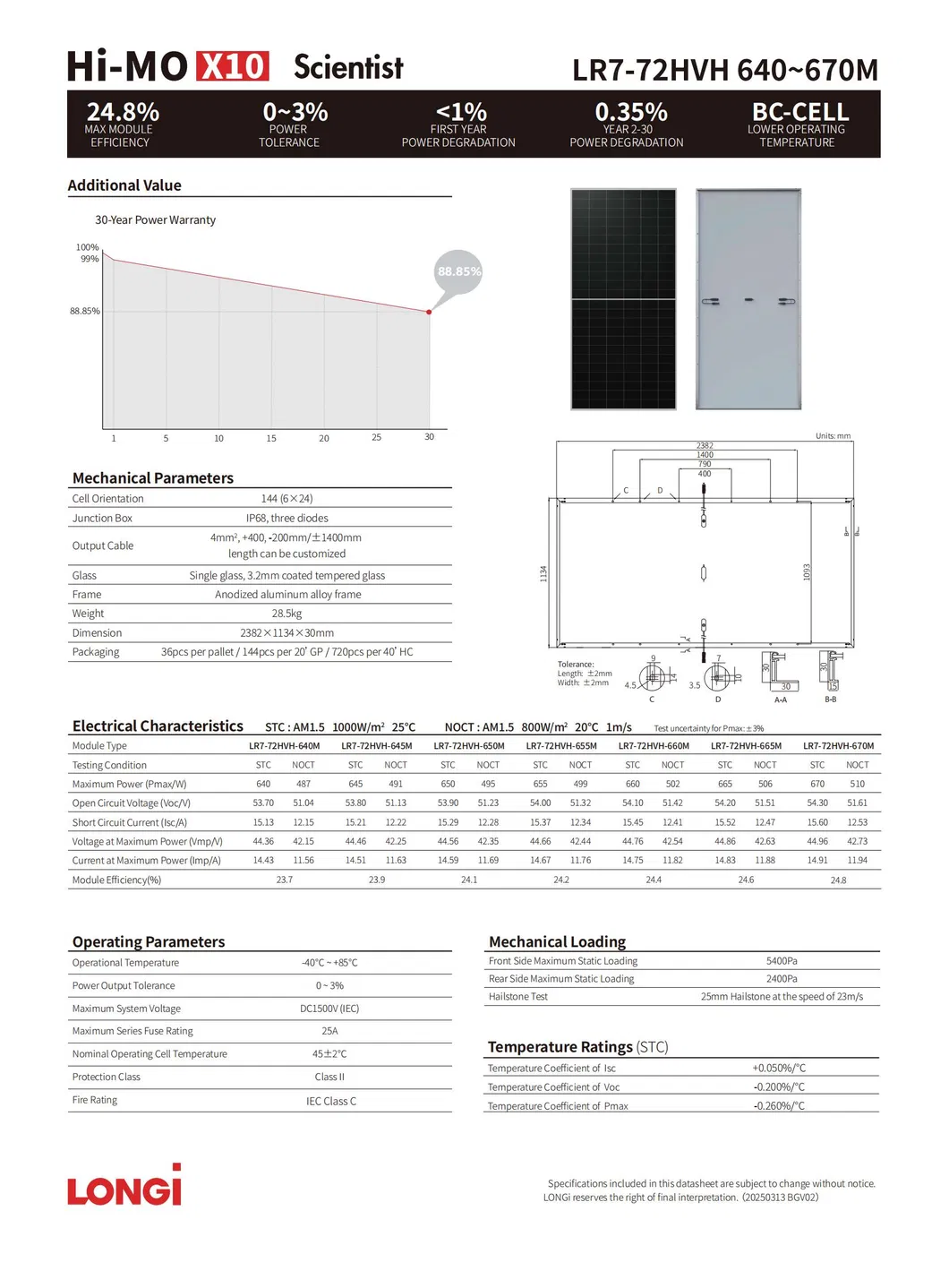 Painel Solar Módulo de Célula Solar Monocristalina Vidro Duplo