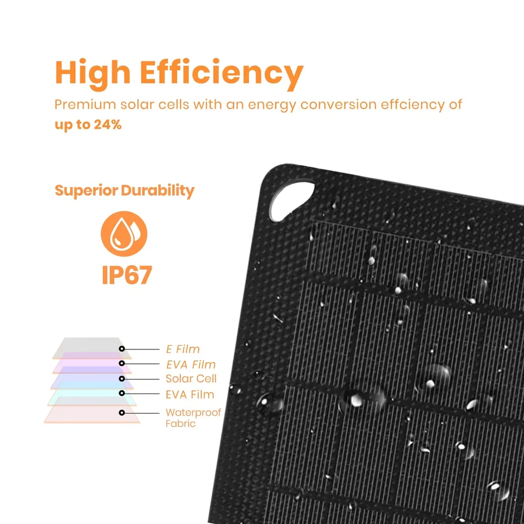 30W Painel Solar PV Portátil Bc com Saída USB/Typec/DC para Telefone ao Ar Livre Offgrid