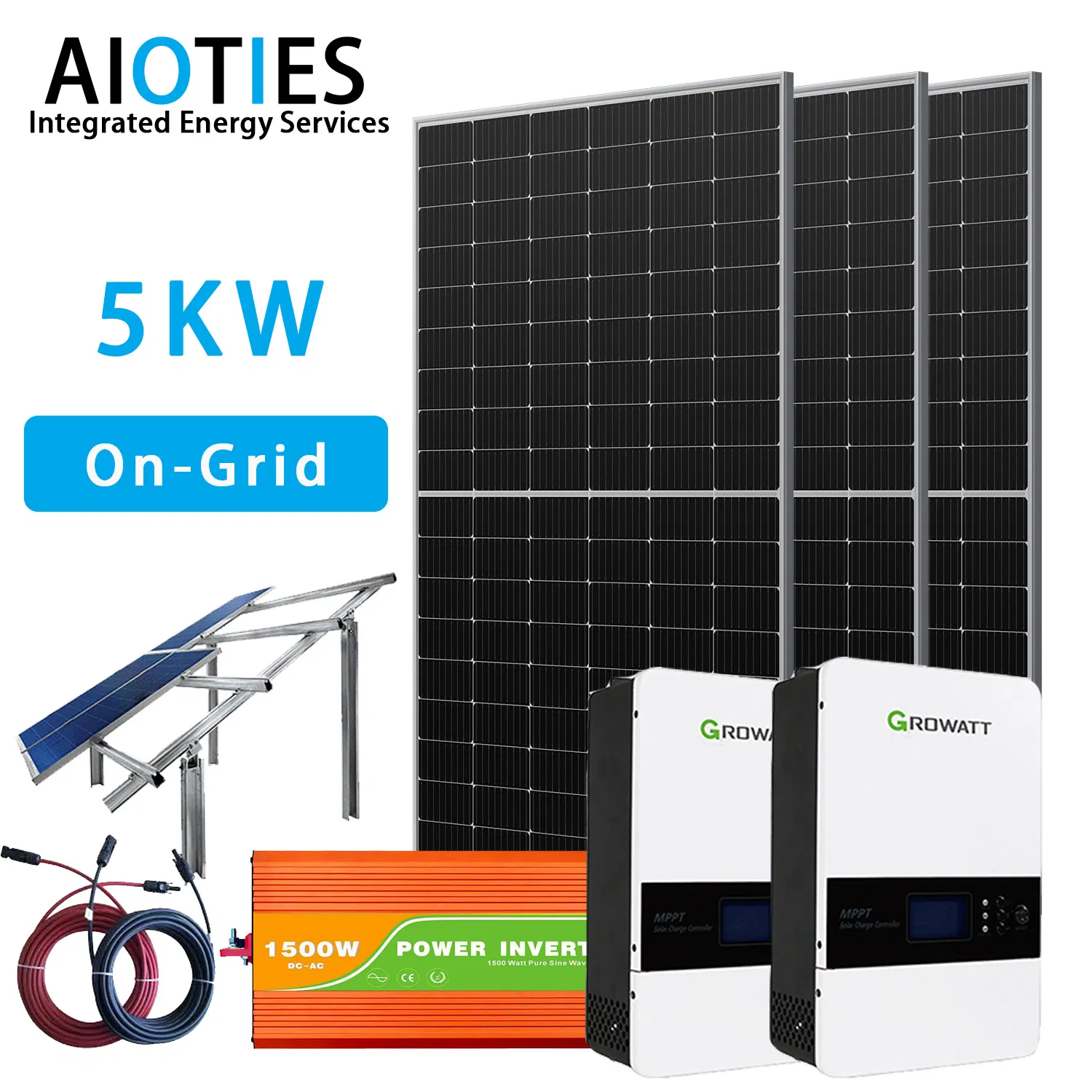 Aioties 5kw sobre Gird Energia Solar amarrada preço do sistema de Energia Com painéis solares custo