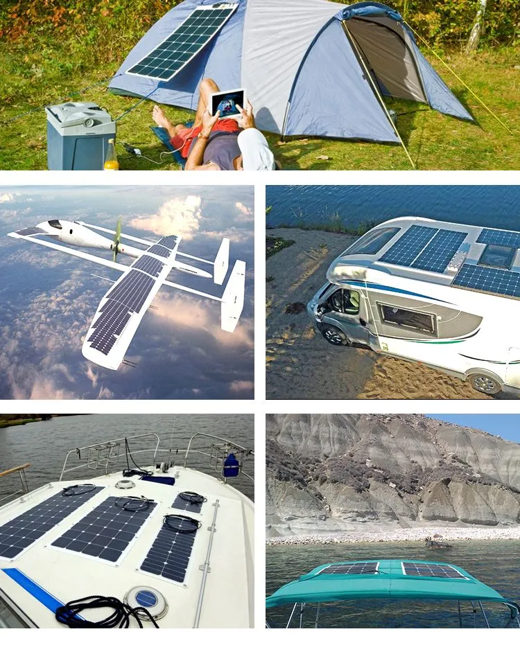 Alta Eficiência 100W 12V Leve Ultra Flexível Painel Solar Monocristalino Dobrável para Carregador Off-Grid para RV Marinho Barco Van Carro Superfícies Curvas