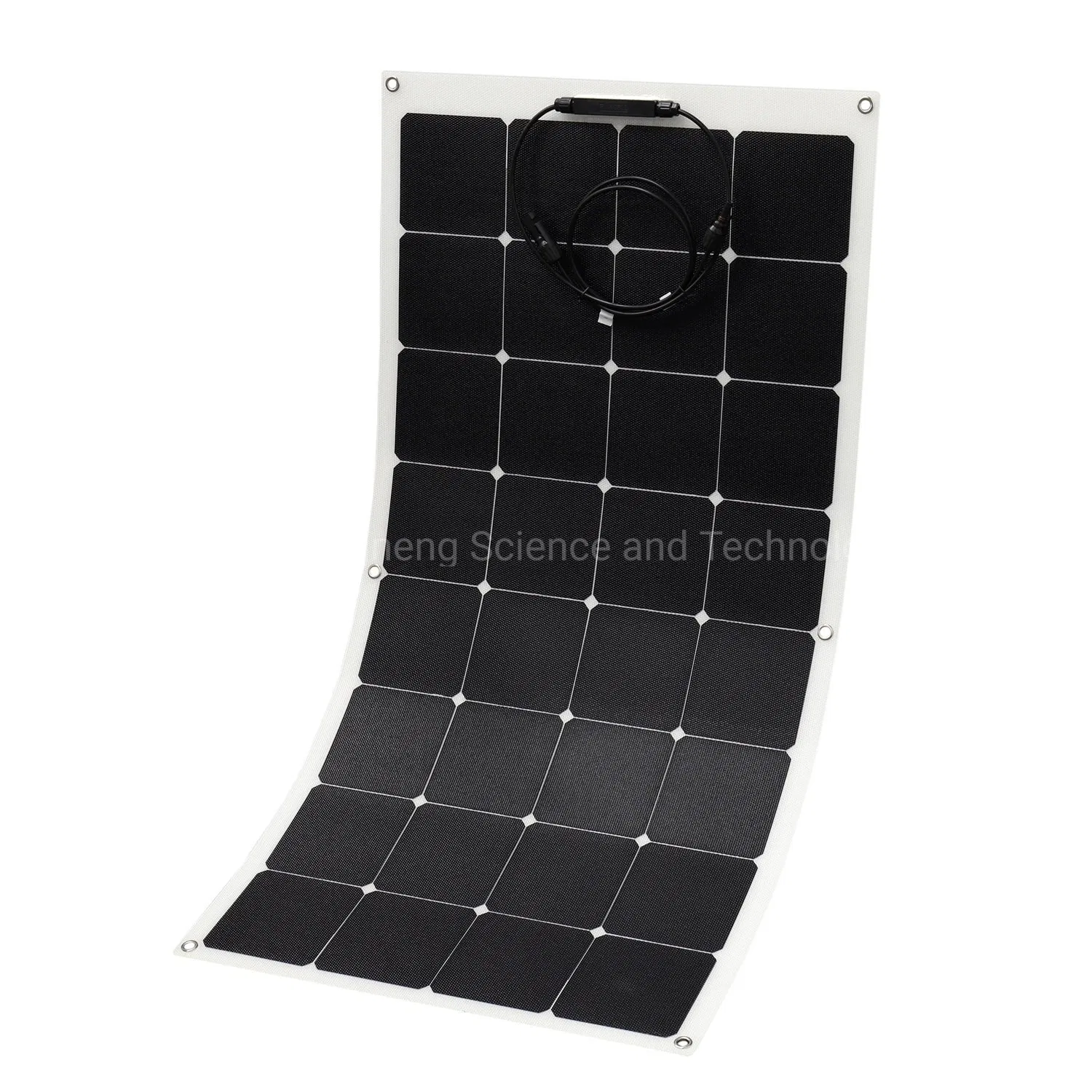 Painel Solar Monocristalino Semi Flexível Preto Personalizado 100W