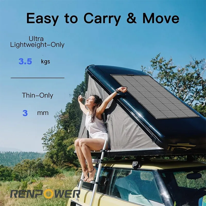 200W Kit de Painel Solar Flexível Mono 12V Ultra Fino para RV Camper fora da rede