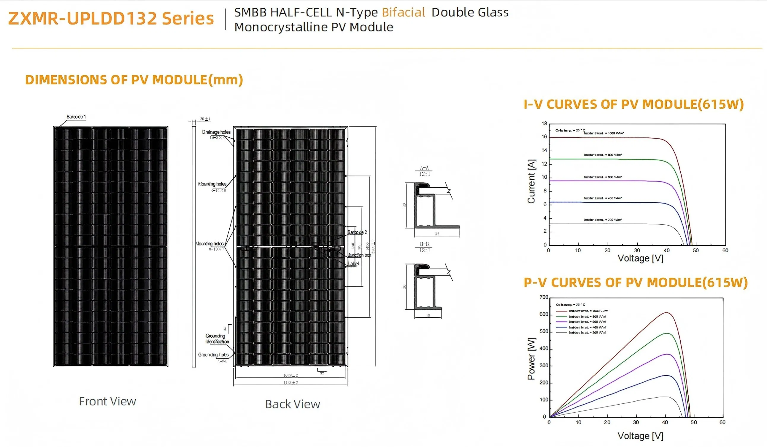 Telhado Solar Panels/580W-620W/Household; Ao Ar Livre; Energia Industrial