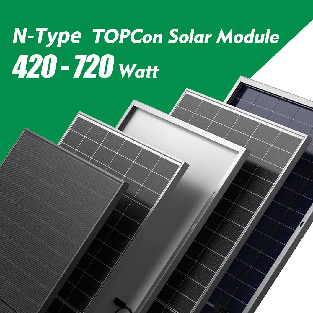 Módulo PV de Alta Eficiência Tipo N da Topcon 550W 560W 580W 590W 600W Painel Solar Mono para Sistema Residencial
