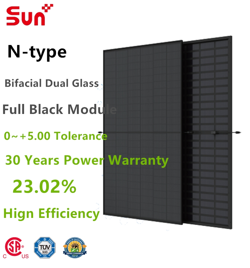 Sunplus 420W Painel Solar Monocristalino Todo Preto para Instalações em Telhados