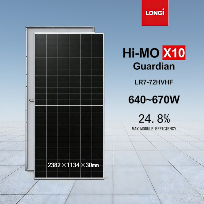 Preço do Painel Solar Longi Hi-Mo X10 Série Cientista 640W 645W 650W 655W 660W 665W 670W Painel Solar Transparente para Fazenda Solar Módulo PV