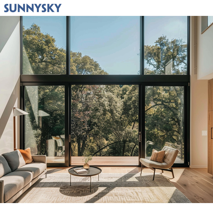 Sunnysky Customized Design Modern Aluminum Frame Fixed Window Floor To Ceiling Glass Windows For Villas