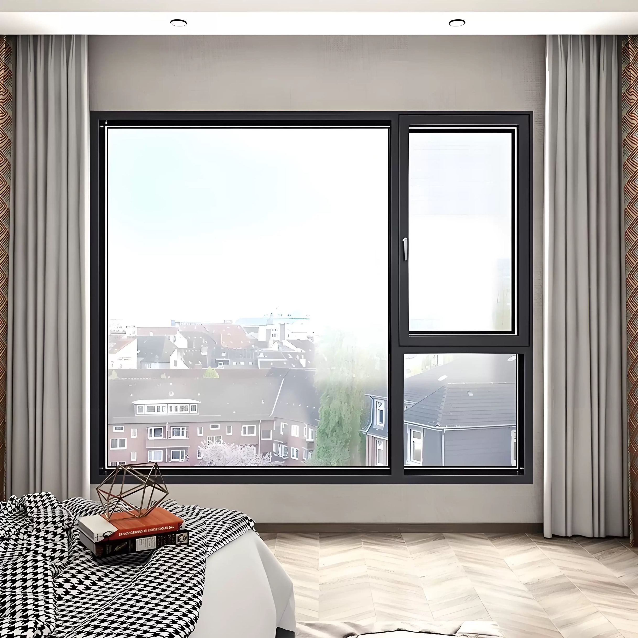 High Quality Thermal Break Aluminum Fixed Windows Modern Windproof for High Rise Apartment and Bathroom Use