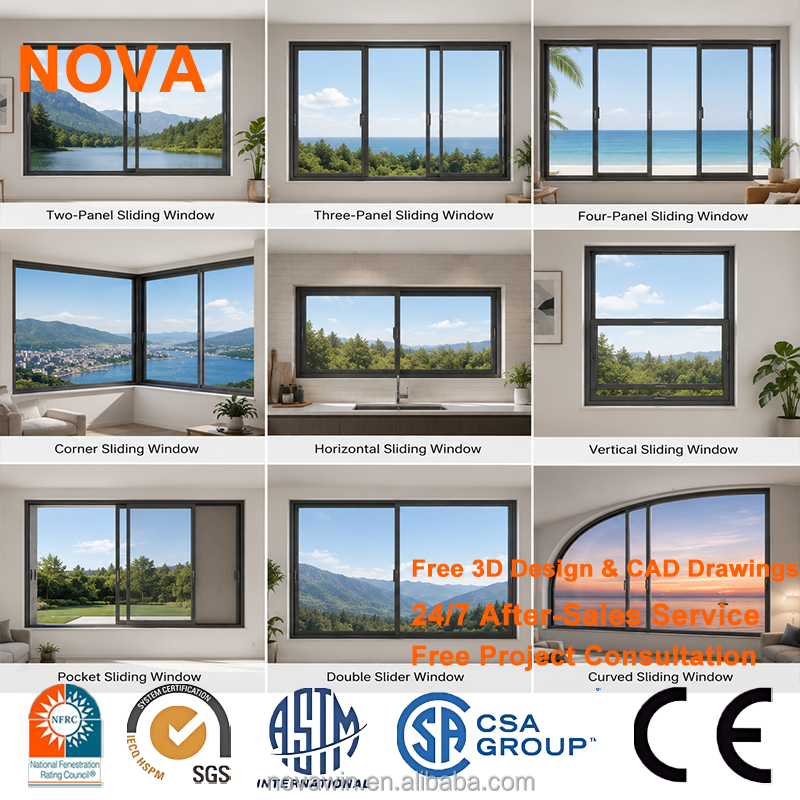 Heavy Duty Aluminum Sliding Window Commercial Grade Glass Window AS2047 Project Window for High-rise Apartment Building