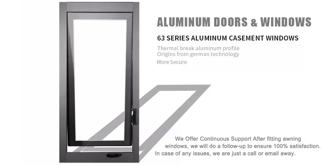 S63 Aluminum Glass Windows Aluminium Top Hung Awning Window