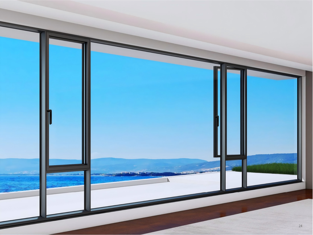 High-End Energy Efficient Thermal Break Aluminum Sliding Window with Casement Window Effect for Villas High Rise Buildings