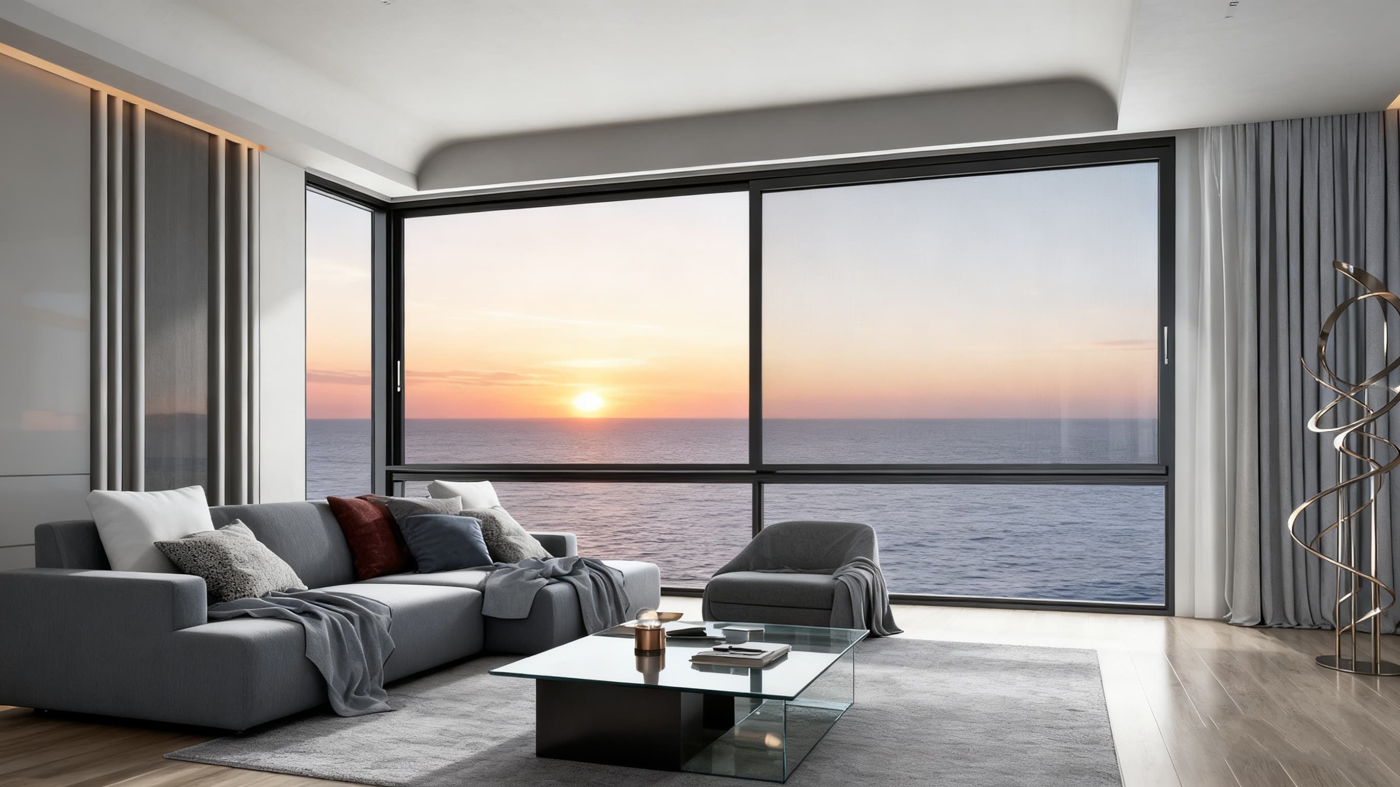 Modern Frame Triple Low-E Glass Aluminum Sliding Window for Residential Use