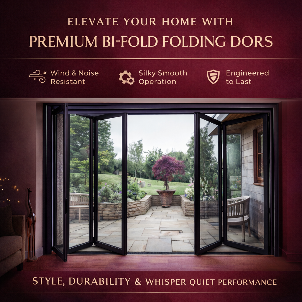 High Quality Modern Waterproof Double Glazed Space Saving Aluminum Folding Glass Door Bifold Patio Door For Balcony Villa House