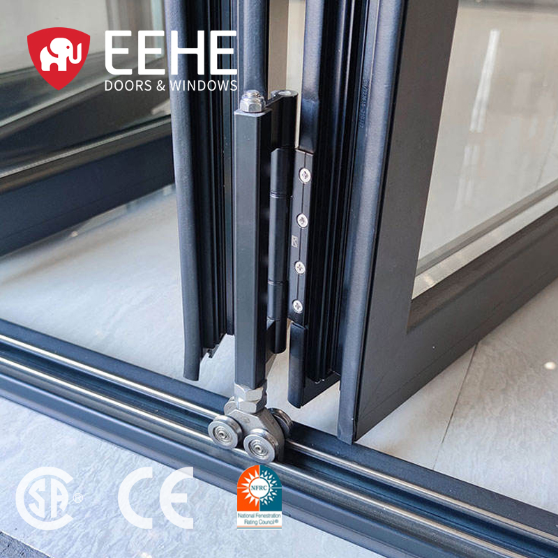 EEHE Aluminum Alloy Sliding Folding Glass Door With Screen Door Organ Style Patio Bifold Door