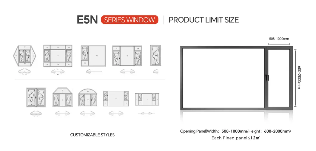 Aluminium Window Tilt and Turn Standard Thermal Break Aluminum Casement French Window