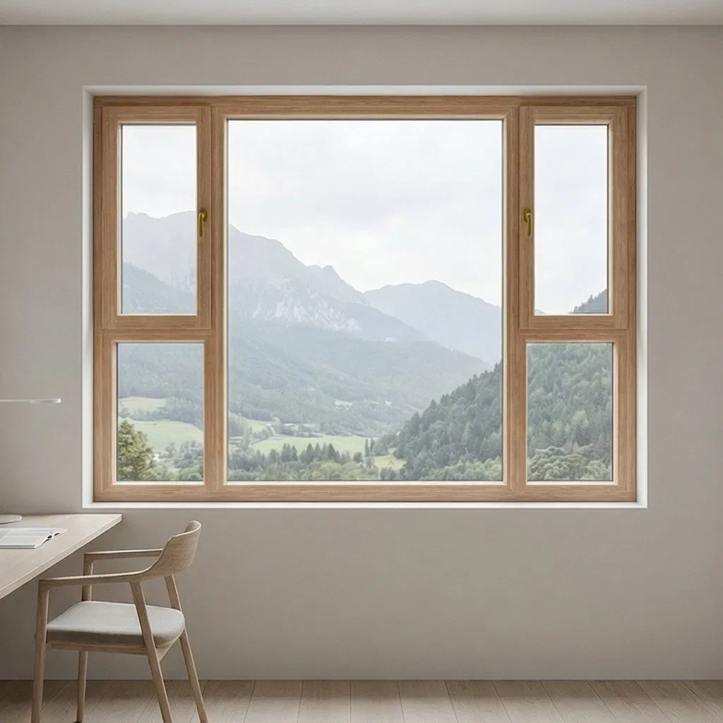 Hurricane-Resistant Impact Thermal Break Aluminum Wood Casement Glass Window for House
