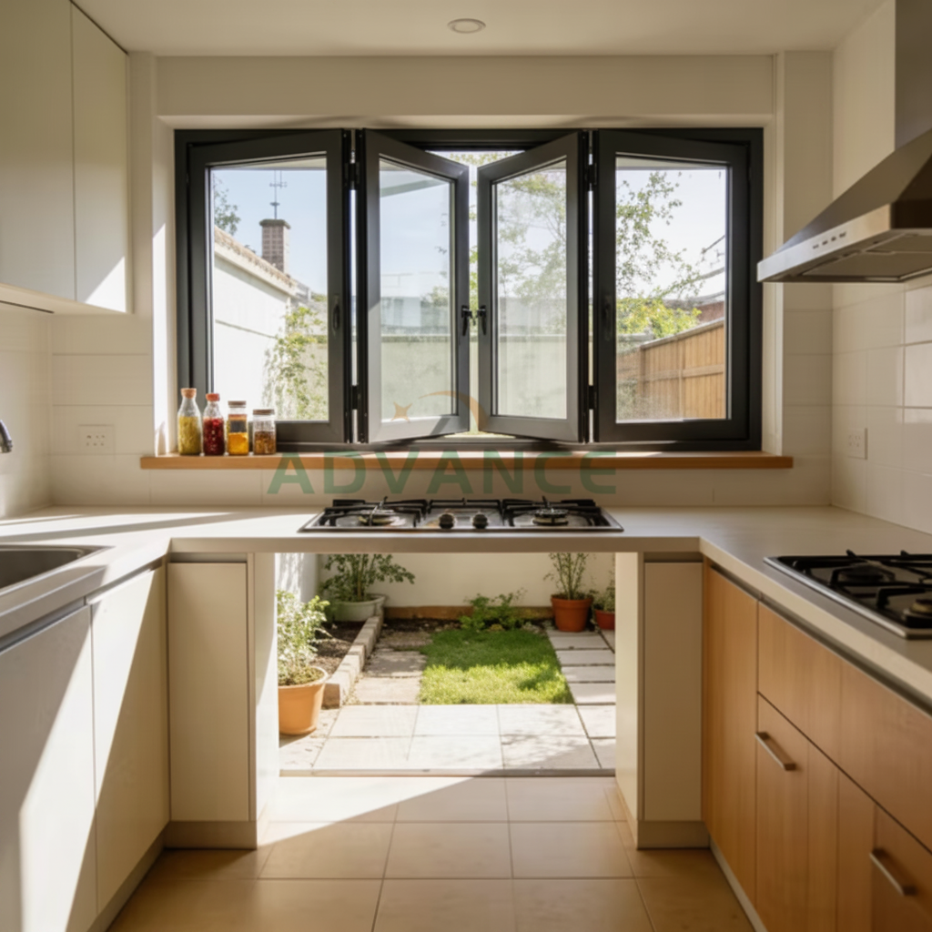 Modern High Quality Soundproof Tempered Glass Industrial Aluminium Folding Window for Residential Houses Hotel