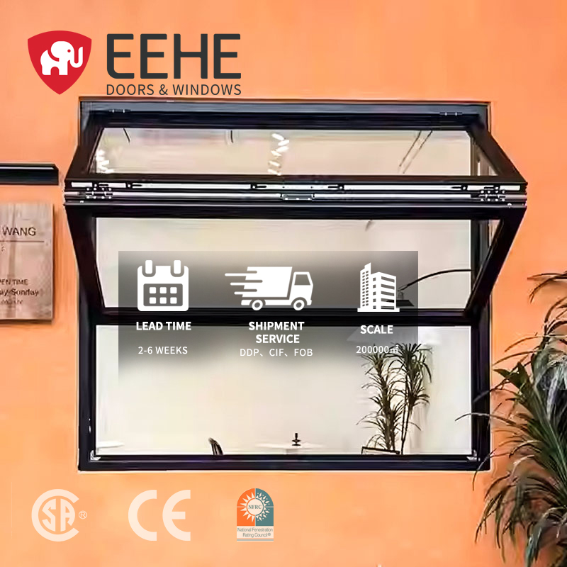 Eehe Aluminum Folding Window Powder Coated Double Tempered Glass Uv Resistant Windproof Energy Saving Residential Windows