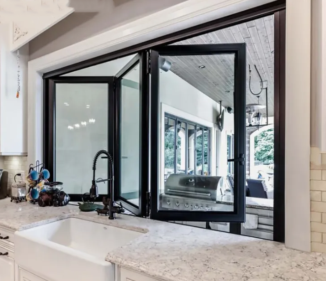 Professional Tempered Glass Foldable Windows Soundproof Aluminum Bifold Folding Windows