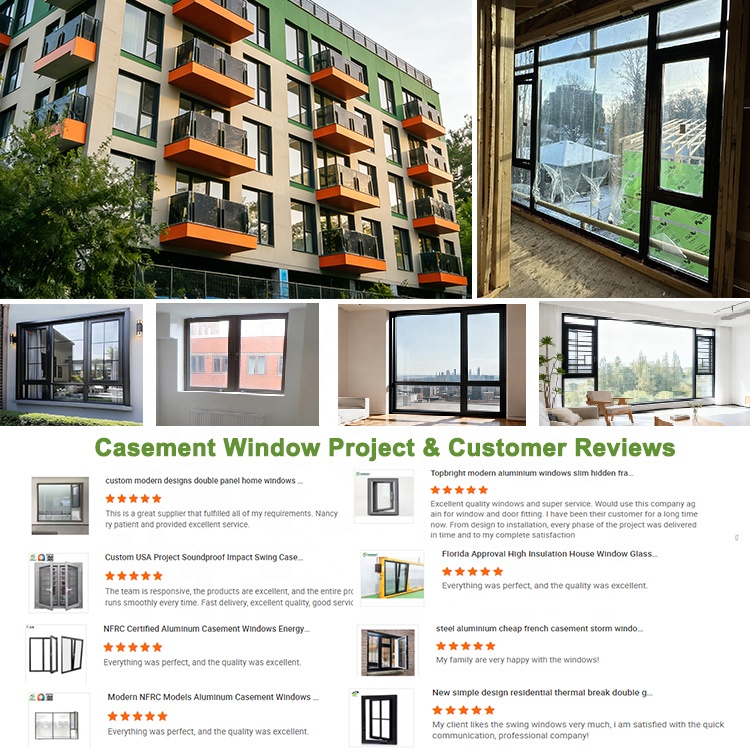 Topbright Custom Window and Door Thermal Break Insulated Casement Window Soundproof Double Glazed Aluminum Windows