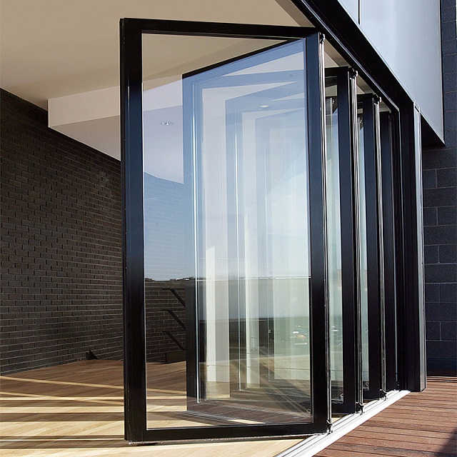 Factory Supply Soundproof Glass Bi-Fold Doors Double Glazed Aluminum Panoramic Patio Aluminium Glass Bi Fold Door For House