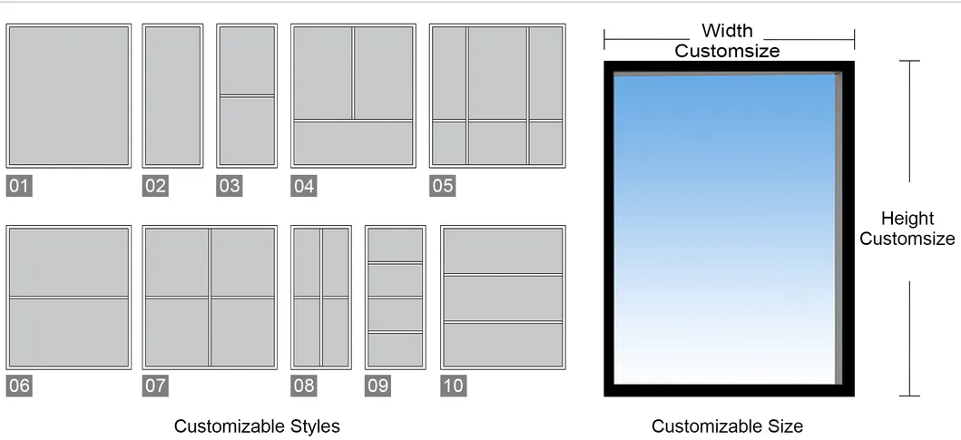 Large Fixed Glass Aluminum Floor-to-Ceiling Super Large Viewing Window for Villa