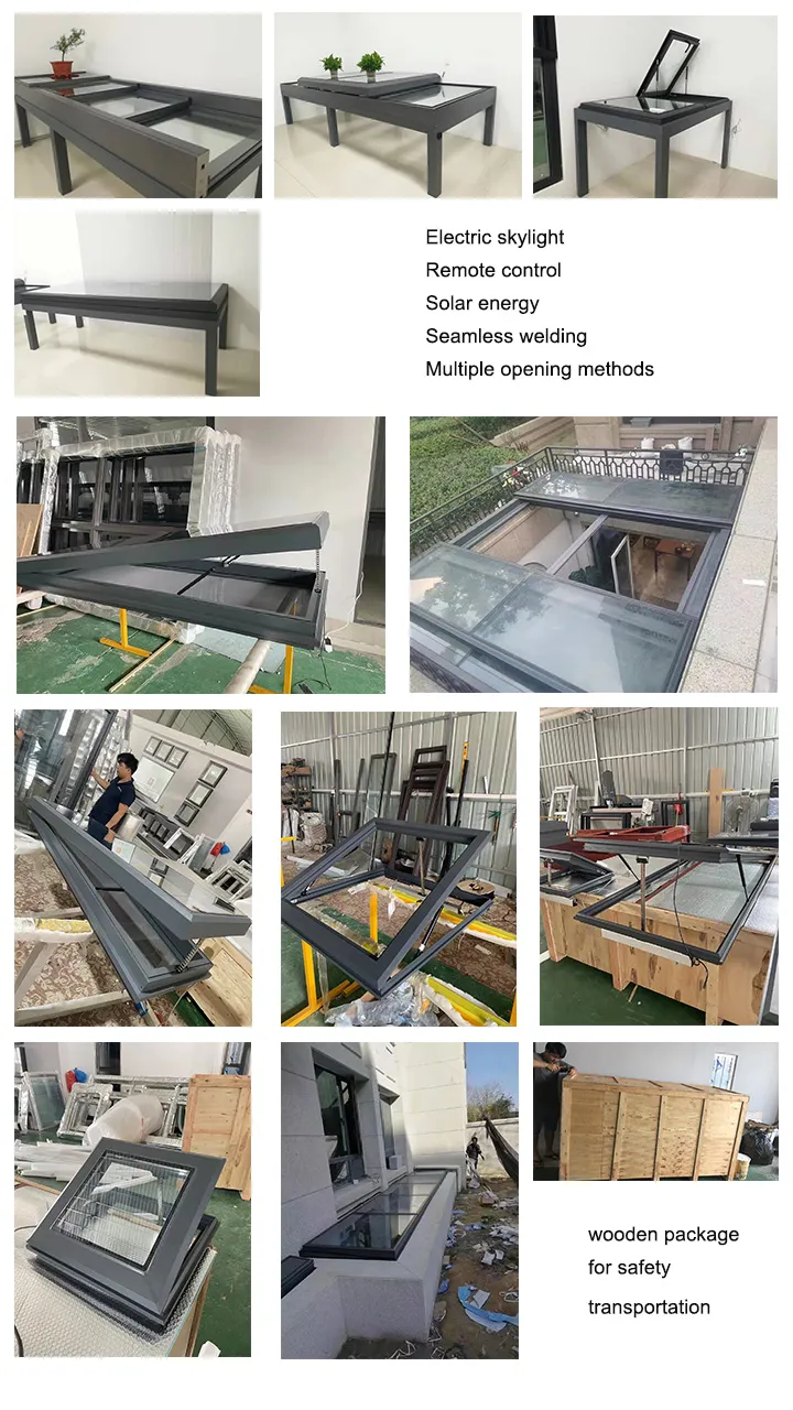 Solar Electric Aluminum Roof Skylight Awning Window with Motor Control Skylight