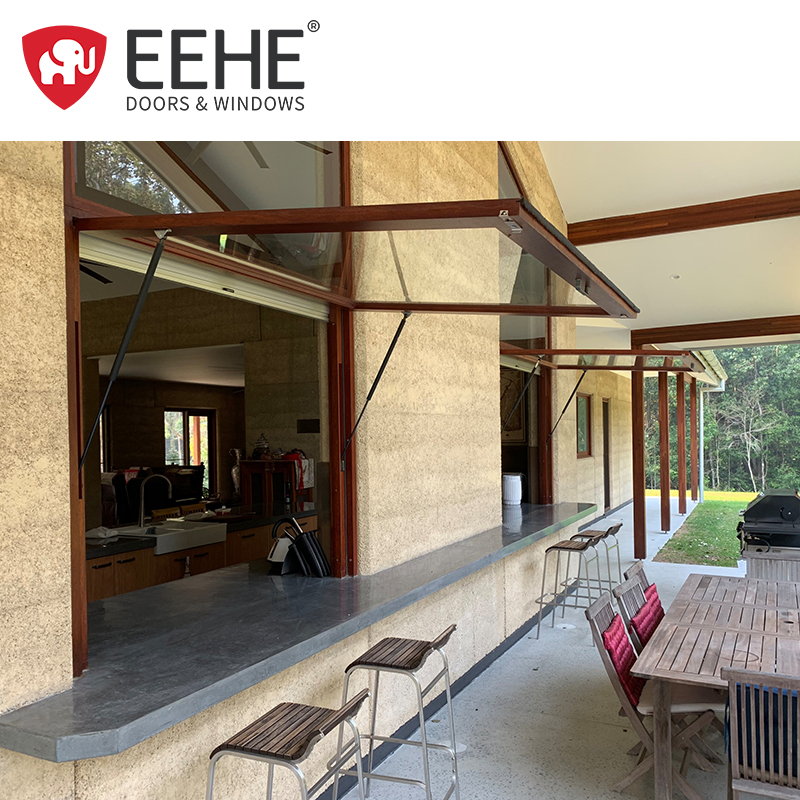 EEHE Veranda Panoramic Electric Folding Up Window Vertical Double Glazing Acoustic Bifolding Window