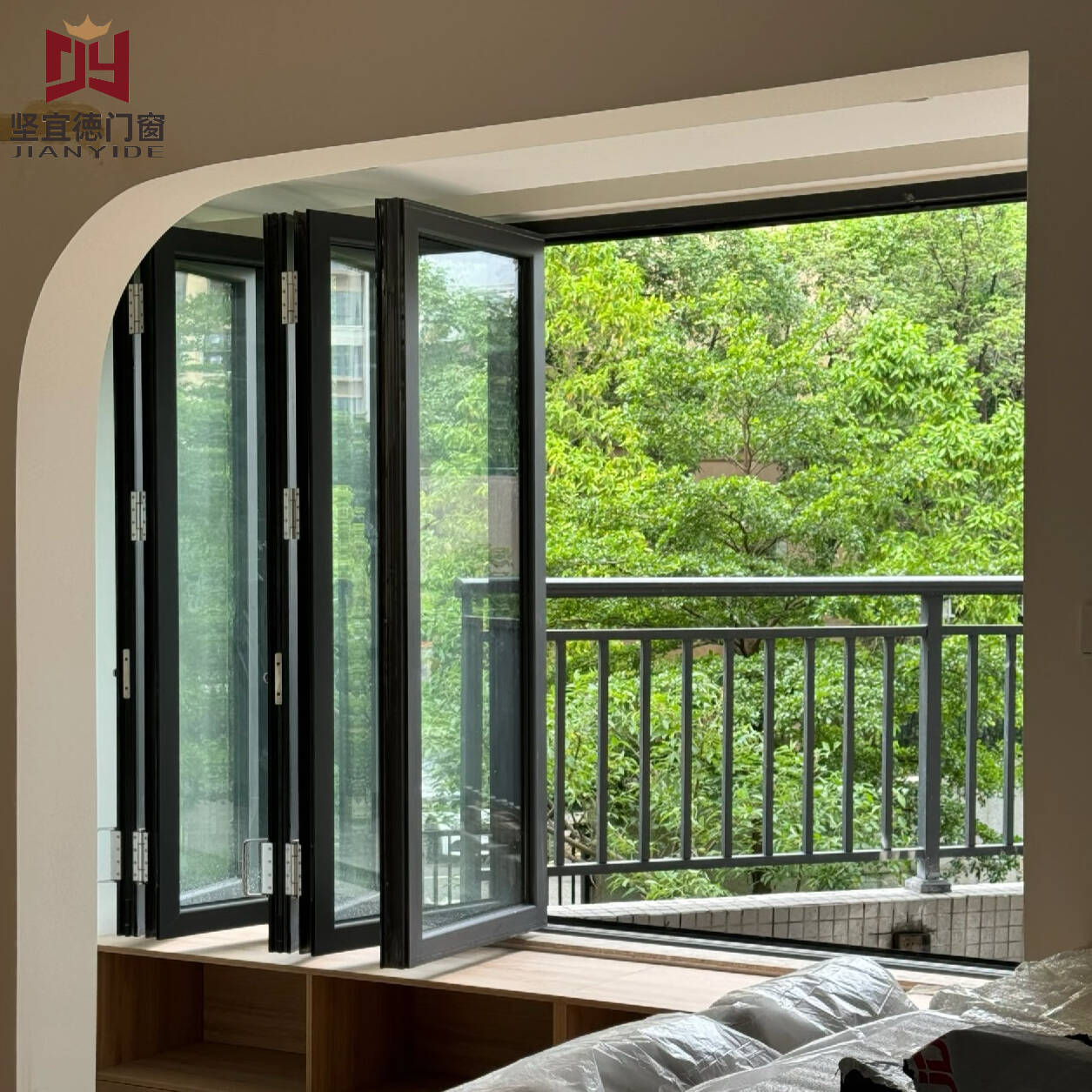 Customized Modern Aluminum Thermal Break Double Glazed Bi-fold Window for Residential Building